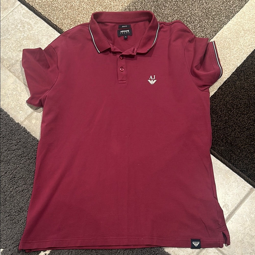 Armani Exchange Men's Burgundy Polo Shirt